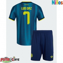 Camiseta Colombia Luis Diaz #7 Visitante Equipación para niños Mundial 2026 manga corta (+ pantalones cortos)